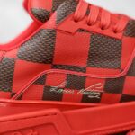 Giày Louis Vuitton LV Trainer Sneaker Damier Pop Rojo Hombre Like Auth