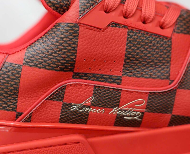 Giày Louis Vuitton LV Trainer Sneaker Damier Pop Rojo Hombre Like Auth