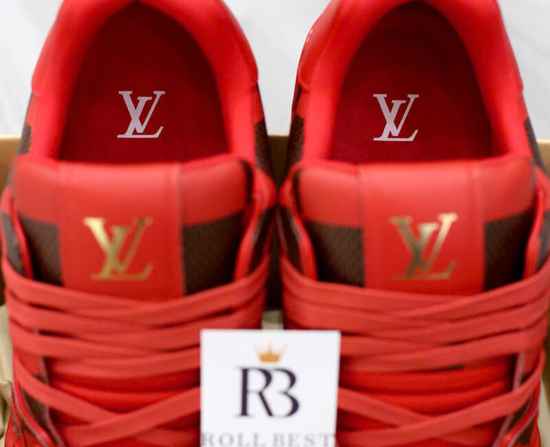 Giày Louis Vuitton LV Trainer Sneaker Damier Pop Rojo Hombre Like Auth