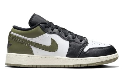 Giày Nike Air Jordan 1 Low GS 'Black Toe Medium Olive' Real