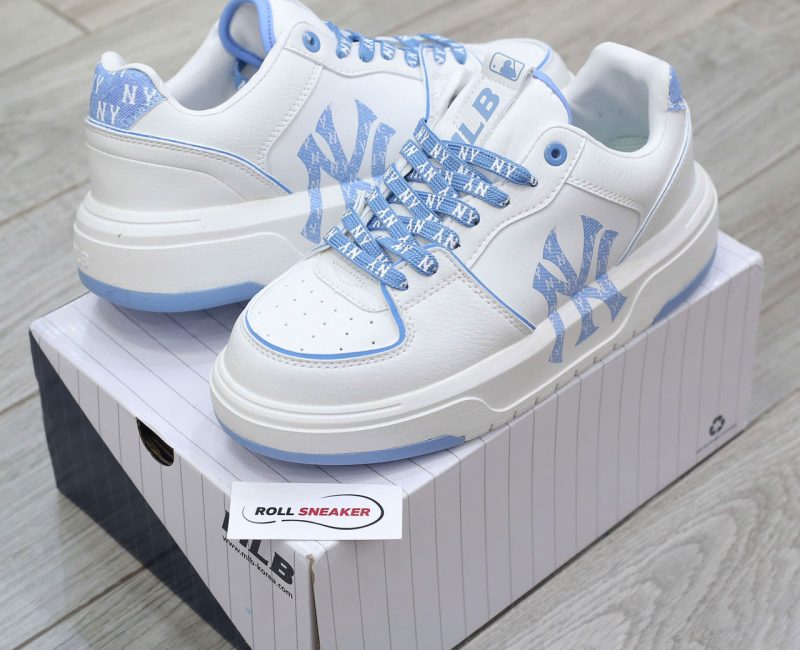 Giày MLB Chunky Liner Denim Monogram White Blue Chuẩn 99% Auth