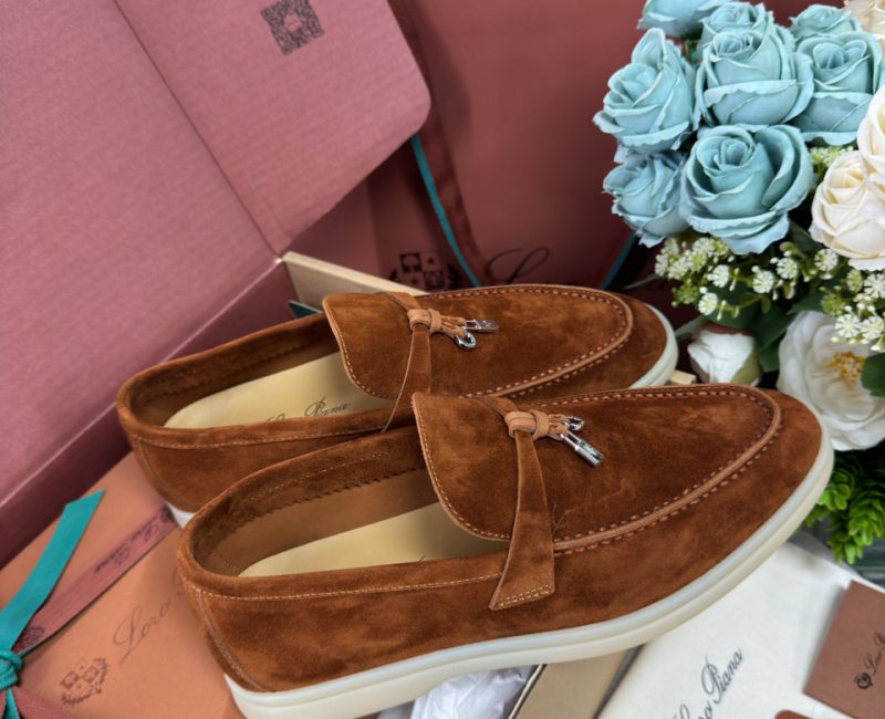 Giày Loro Piana Summer Charms Walk Loafer Suede Saddle Brown Best Quality