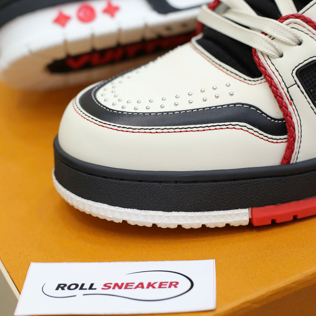 Giày LV Trainer Signature White Black Red Calfskin Best Quality