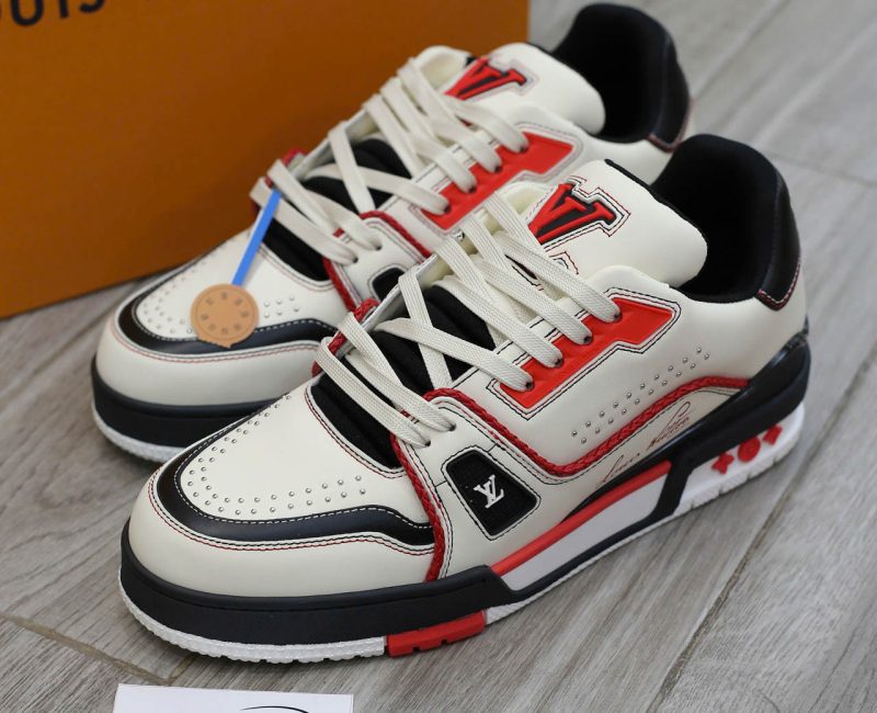 Giày LV Trainer Signature White Black Red Calfskin Best Quality