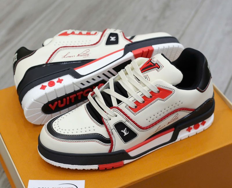 Giày LV Trainer Signature White Black Red Calfskin Best Quality